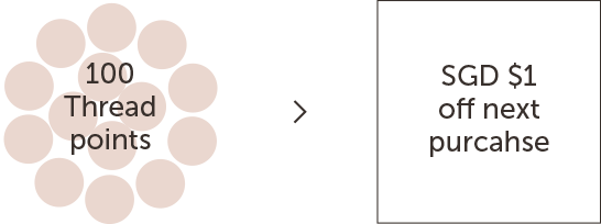 100 Thread points = SGD $1 off next purchase