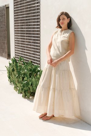 Rowan Maxi Skirt in Ash Stripes