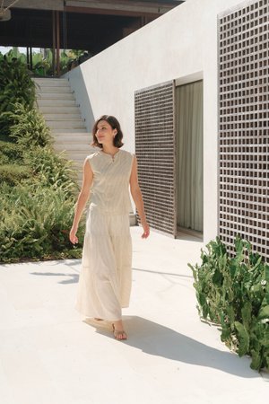 Rowan Maxi Skirt in Ash Stripes