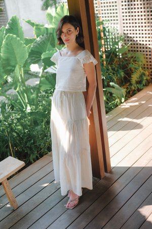 Rowan Maxi Skirt in Ash Stripes